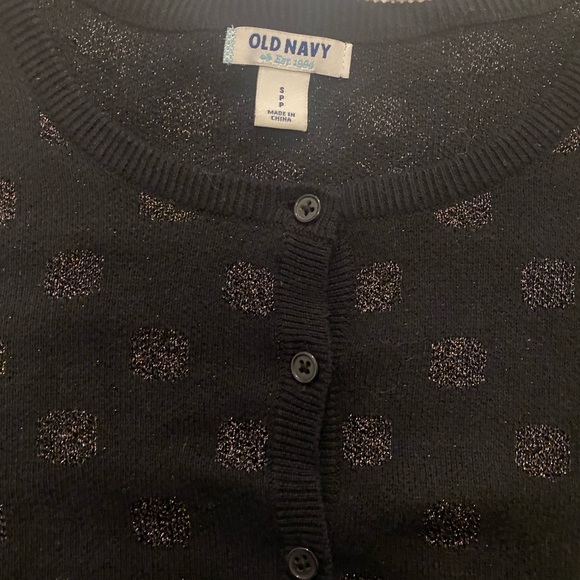 Old Navy black cardigan with gold polka dots. Size S - Picture 2 of 3